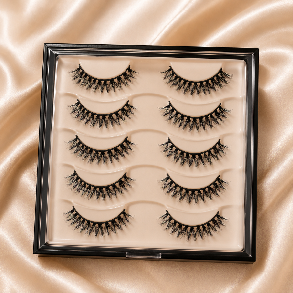 Velvitae Natural Fluffy False Eyelashes – 5 Pairs | Lightweight Wispy Strip Lashes