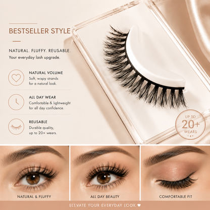 Natural Fluffy False Eyelashes – Lightweight Soft Volume Lashes with Flexible Band