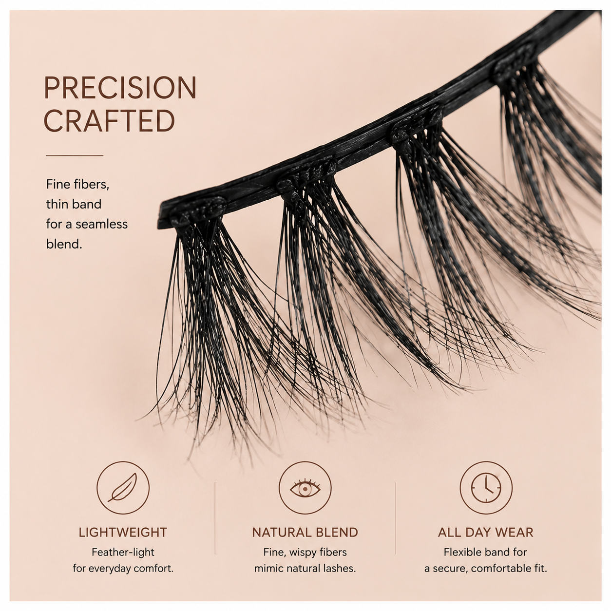 Natural Fluffy False Eyelashes – Lightweight Soft Volume Lashes with Flexible Band