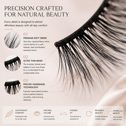 Wispy Natural False Eyelashes – Lightweight Soft Volume Lashes with Flexible Invisible Band