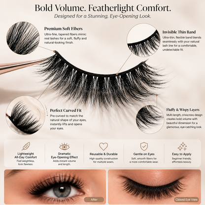 5 Pairs Natural Fluffy False Eyelashes, Lightweight Wispy Volume Lashes