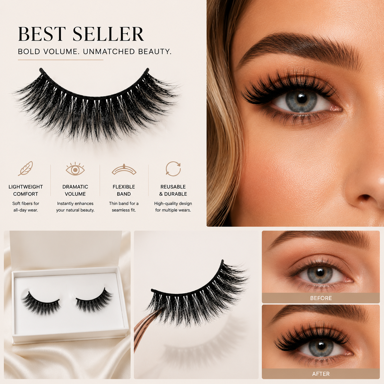 5 Pairs Natural Fluffy False Eyelashes, Lightweight Wispy Volume Lashes