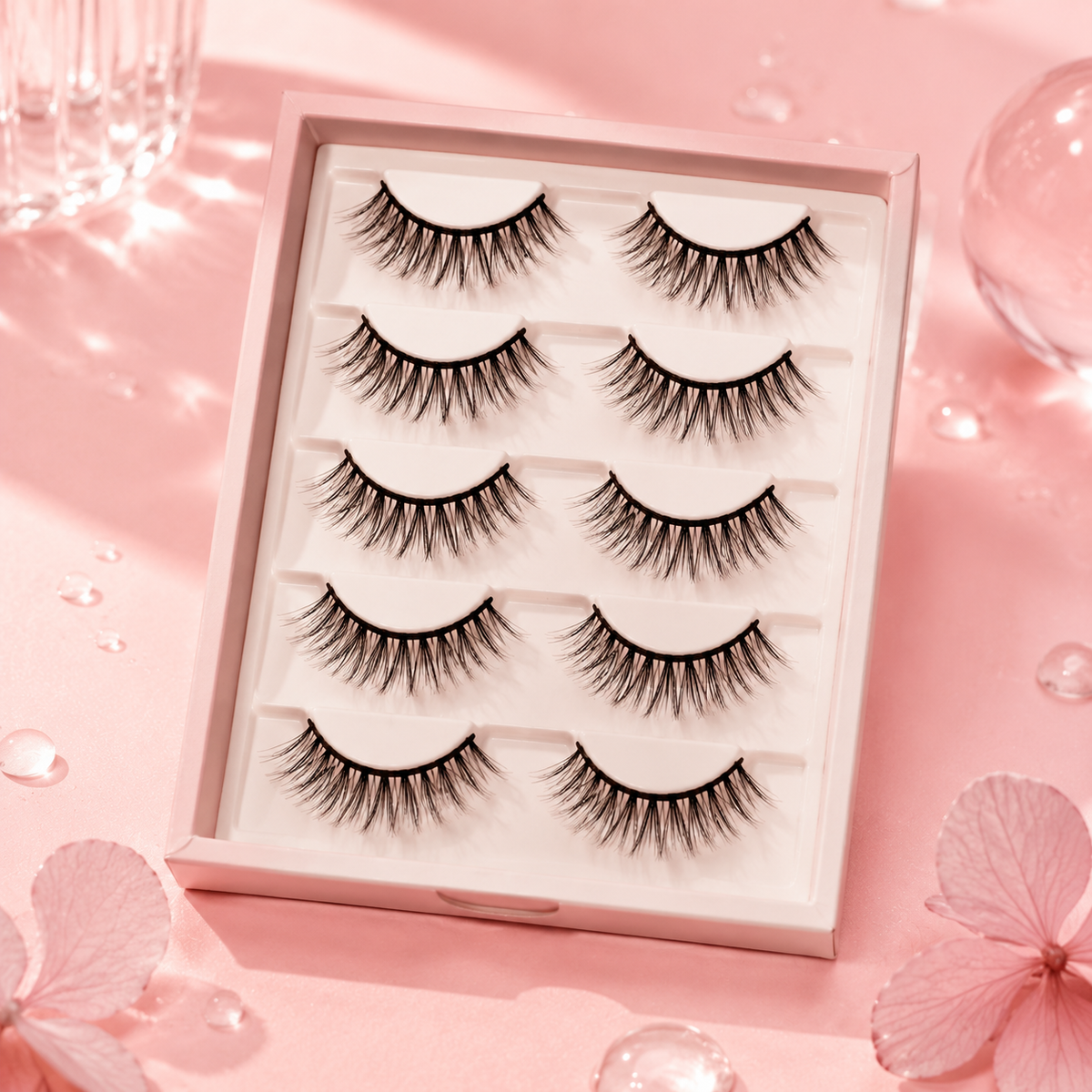 Velvitae Natural Wispy False Eyelashes – 5 Pairs | Lightweight Soft Fiber Lashes