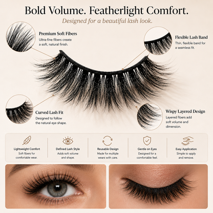 Velvitae 5 Pairs Natural Fluffy False Eyelashes