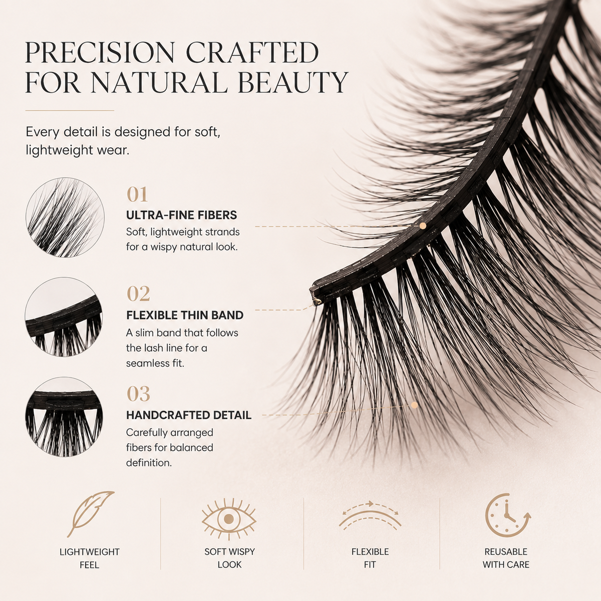 Velvitae Natural Wispy False Eyelashes – 5 Pairs | Lightweight Soft Fiber Lashes