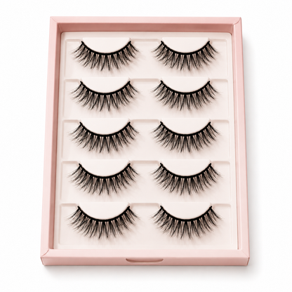 Velvitae Natural Wispy False Eyelashes – 5 Pairs | Lightweight Soft Fiber Lashes