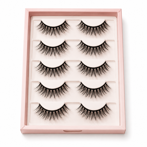 Velvitae Natural Wispy False Eyelashes – 5 Pairs | Lightweight Soft Fiber Lashes