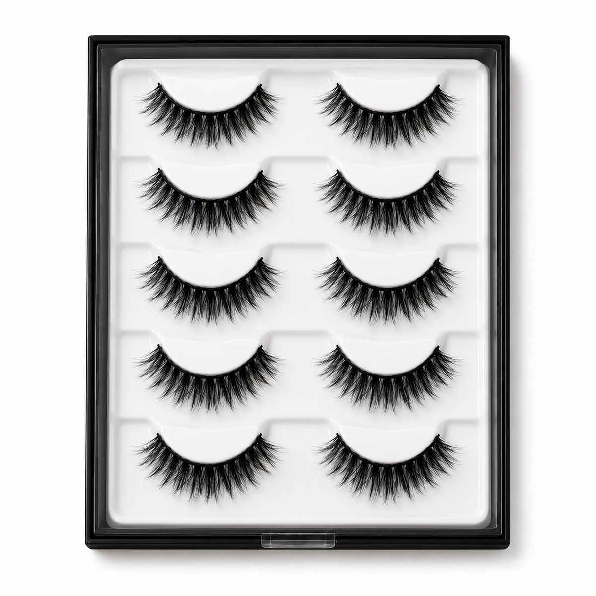 Velvitae Natural Fluffy Wispy False Eyelashes – 5 Pairs | Lightweight Layered Strip Lashes