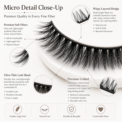 Velvitae Natural Fluffy Wispy False Eyelashes – 5 Pairs | Lightweight Layered Strip Lashes