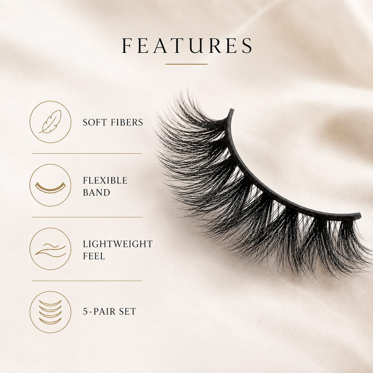 Velvitae 3D Faux Mink Lashes – 5 Pairs | Lightweight Fluffy Volume False Eyelashes