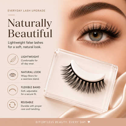 Velvitae Natural Fluffy False Eyelashes – 5 Pairs | Lightweight Wispy Strip Lashes