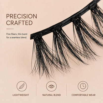 Velvitae Natural Fluffy False Eyelashes – 5 Pairs | Lightweight Wispy Strip Lashes