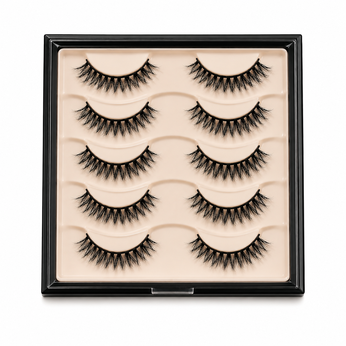 Velvitae Natural Fluffy False Eyelashes – 5 Pairs | Lightweight Wispy Strip Lashes